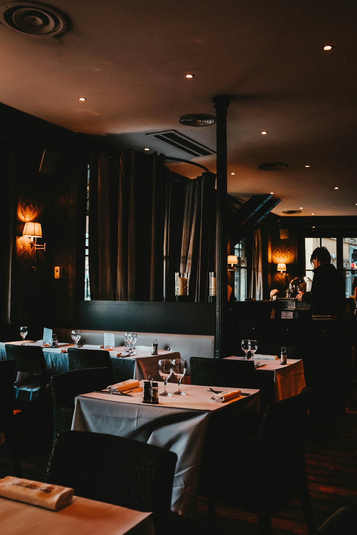 The garden room set for a private dinner